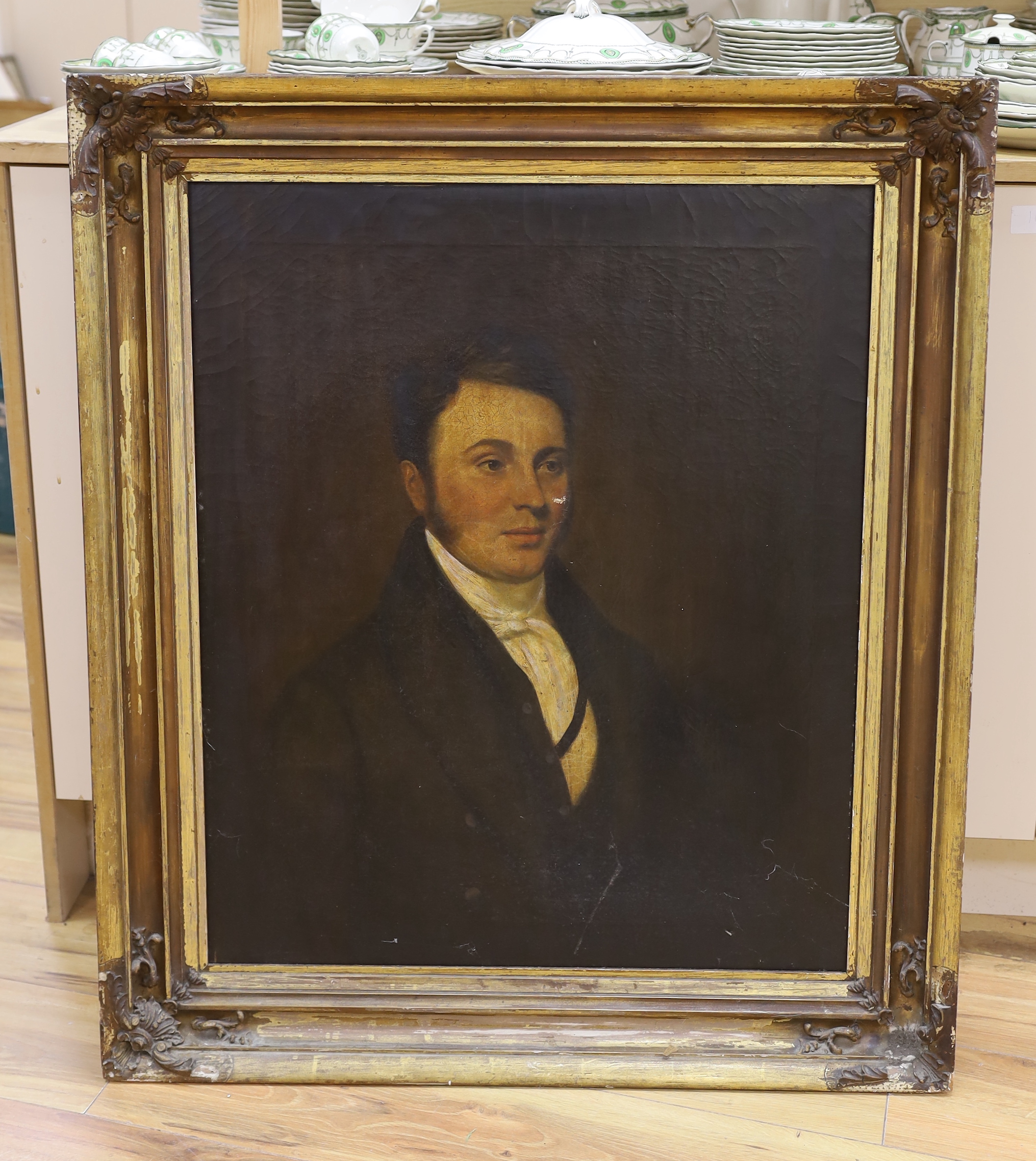 Mid 19th century English School, oil on canvas, Portrait of a gentleman, 73 x 60cm